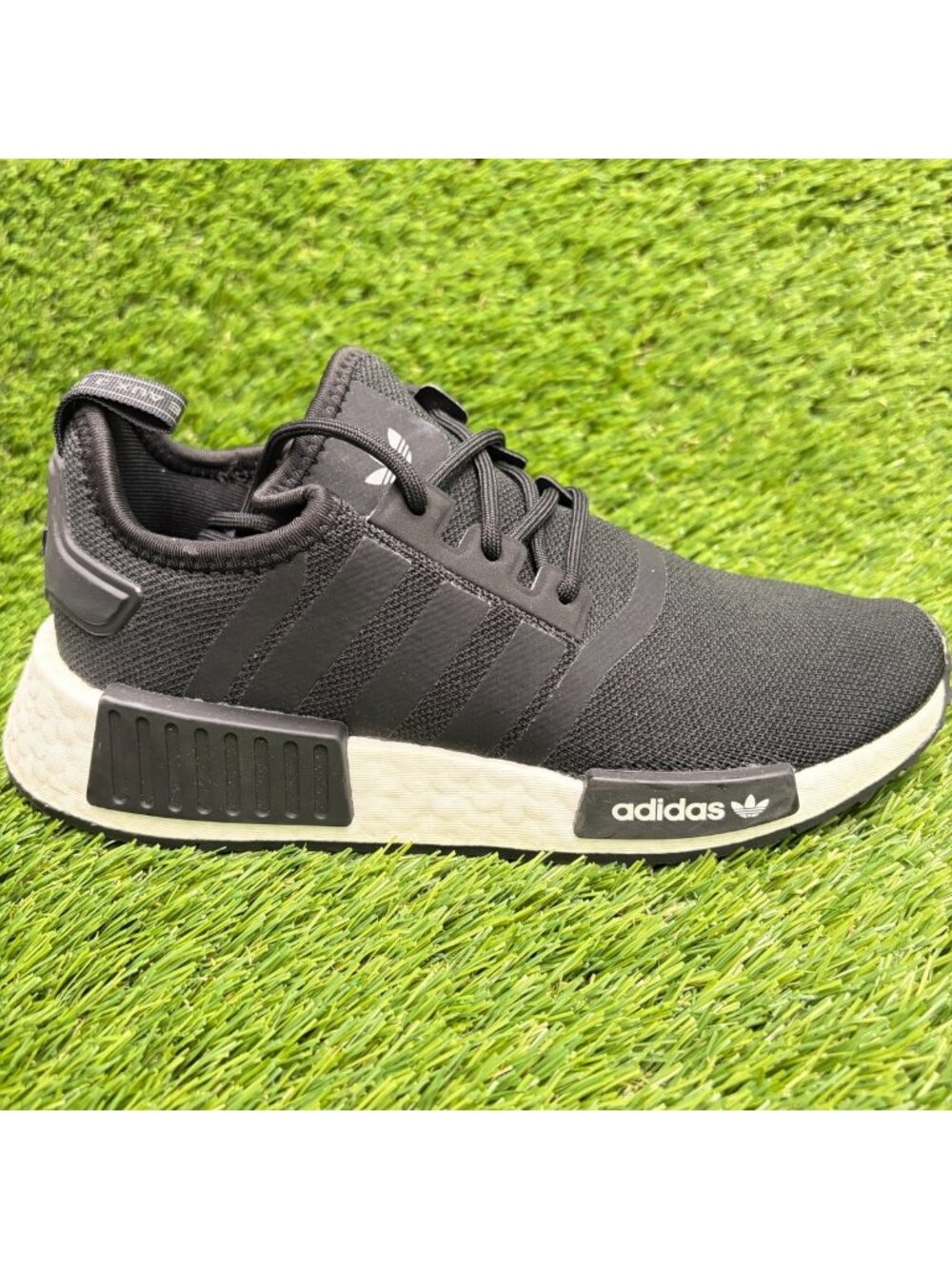 Adidas NMD_R1 Boys Size 4Y Black White Athletic Running Walking Shoes Sneakers